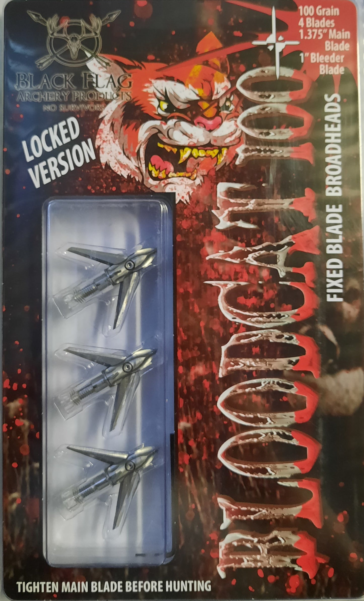 Black Flag Archery - Bloodcat - LOCKED - 100 Grain - 3 Pk